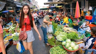 Cambodian street food amp Lifestyle  Market  Walk exploring delicious Fish fruit vegetable Pork [upl. by Ruberta]