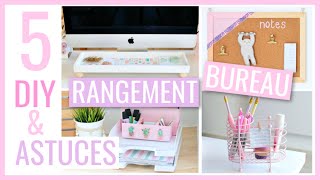 5 DIY amp ASTUCES FACILES  BUREAU  Rangement amp Organisation 2 [upl. by Sherburne]