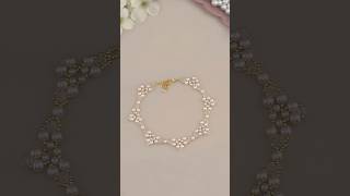 Crystal Pearl Necklace Making with Thread  Simple Pearl Necklace Design How to Make Beaded Jewelry [upl. by Yorgo687]