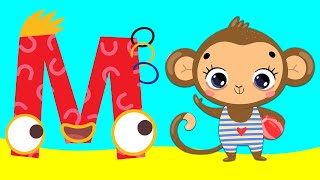 M for Monkey  Alphabet Phonics  Letter Sounds with Animals [upl. by Aleet]