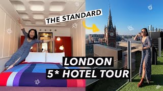 London 5 Star Hotel Room Tour  New Rooftop Bar  The Standard King’s Cross [upl. by Sande981]