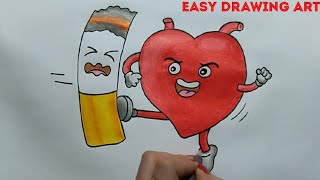 how to draw no smoking poster drawing [upl. by Enyluqcaj]