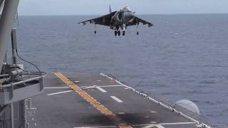 Harrier Takeoff amp Landing on USS Makin Island [upl. by Anavi309]