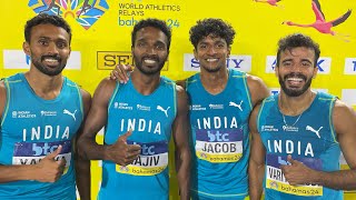 Indias Mens 4x400m Relay React to Qualifying for Paris Olmypic Games after Rajesh Ramesh Injury [upl. by Ayouqat]