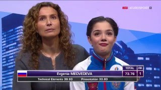 Evgenia Medvedeva  SP Worlds 2016 EUROSPORT 1 [upl. by Dickey118]