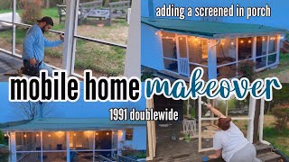 ADDING A SCREENED IN PORCH ONTO OUR 1991 MOBILE HOME  this is something I’ve always wanted Ep 23 [upl. by Toback]