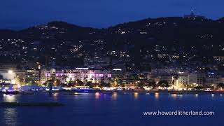 Real time video of the waterfront at Cannes at night France [upl. by Addiel]