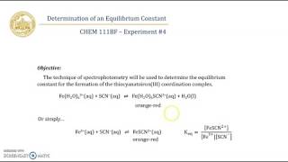 Experiment 4 Determination of an Equilibrium Constant  Prelab Discussion [upl. by Pelmas]