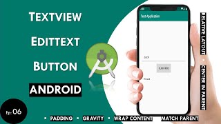 TextView EditText amp Button in Android  Android Studio  Android Beginner Tutorial 6  2020 [upl. by Nilrac]