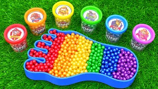 Satisfying Video  Making Rainbow Foot Bathtub by Mixing Beads in Bottle Slime Cutting ASMR [upl. by Llertnac]