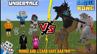 Undertale Sans VS Kong VS Godzilla Minecraft PE [upl. by Ydnirb]