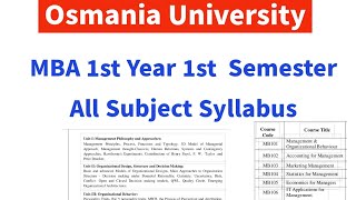 MBA 1st Year 1st Semester Subjects  OU MBA 1st Year 1st Semester syllabus 202425  TS icet [upl. by Graig153]