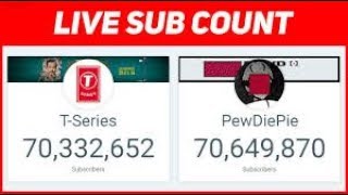 TSERIES VS PEWDIEPIE LIVE SUB COUNT WHO WILL PREVAIL [upl. by Thia]