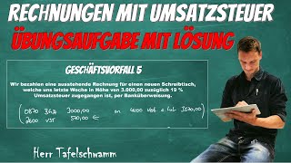 Buchen von Forderungen und Verbindlichkeiten inklusive Umsatzsteuer  Übungsaufgabe mit Lösungen [upl. by Oakleil341]