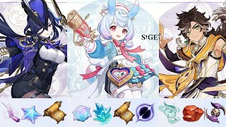 FARMING MATS OF ALL 47 CHARACTERS  Clorinde Sigwinne And Sethos  Genshin Impact [upl. by Ridglea]