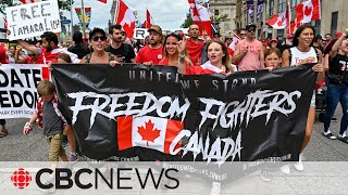 Freedom Convoy supporters protest on Canada Day [upl. by Eibmab254]