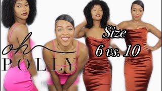 SIZE 6 VS 10 TRY ON SAME OH POLLY DRESSES  OfficialTashika  navadine antoinette [upl. by Rj]