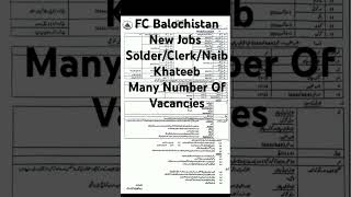 FC New JobsNew Jobs 2024Jobs In Pakistan 2024July Jobs [upl. by Dabney386]