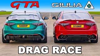 Alfa Giulia GTA v Quadrifoglio DRAG RACE [upl. by Ardeen]