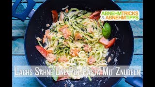 Low Carb One Pot Pasta mit Lachs Sahne Sauce Rezept  Kochvideo [upl. by Dlaner]