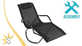 Sunnydaze Folding Rocking Chaise Lounger with Pillow  Black  PL649 [upl. by Jorie]