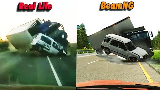 Real Life Crashes vs BeamNGDrive  SidebySide Comparison 3 [upl. by Patrizia]