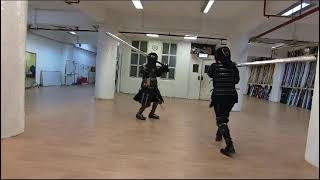 Bastet Knights Harnischfechten sparring zweihander vs zweihander Yip and Paco 20231112 [upl. by Aneerol]