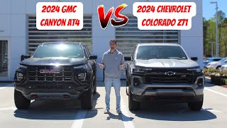 2024 GMC Canyon AT4 VS 2024 Chevy Colorado Z71  Which Midsize Truck Is The Better Deal [upl. by Brand]