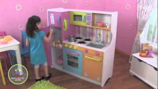 Play Kitchens Childrens Wooden quotDeluxe Big amp Bright Kitchenquot by KidKraft [upl. by Nautna220]