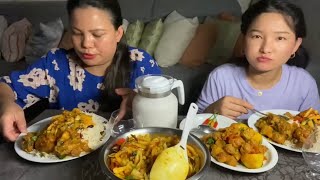 पुलाउ pork टमाटरमा फत्काको मुलाको अचार soybean alu mukbang [upl. by Nogas516]