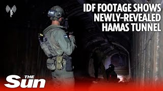 IDF releases footage showing newlyrevealed Hamas tunnel at IsraelGaza border [upl. by Nerb]