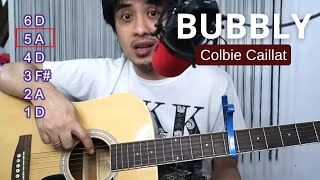 BUBBLY plucking and chords guitar tutorial [upl. by Ahsinnod47]