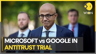 Microsoft vs Google Microsoft CEO Satya Nadella challenges Googles default dominance  WION [upl. by Ativak609]