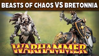 Beastsmen vs Bretonnian Warhammer 8th Edition Live Battle Report Reupload [upl. by Ainotna]