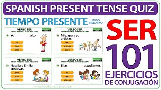 SER Spanish Present Tense Quiz  101 Exercises to Learn Basic Spanish  Verbo SER Tiempo Presente [upl. by Ococ]