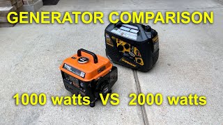 PORTABLE GENERATORS COMPARISON 1000 WATTS VS 2000 WATTS [upl. by Aldo]