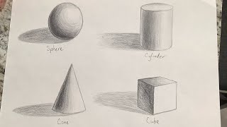 How To Draw a Sphere Cylinder Cone Cube [upl. by Anirdna]