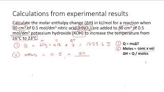 Energetics Calculations Part 3  Molar enthalpy change for a neutralisation reaction [upl. by Naziaf383]