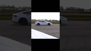 Tesla Model S Plaid vs Bugatti Chiron Super Sport bugatti dragrace carwow tesla youtubeshort [upl. by Noivart]