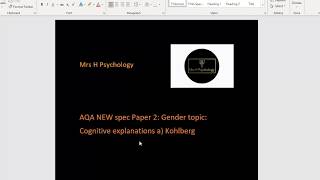 AQA Gender 5 Kohlberg Cognitive theory [upl. by Meridith]