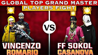 VINCENZO amp ROMARIO VS FF SOKOL amp CASANOVA Clash Squad custom match with Top Global Grand MASTER [upl. by Ahen]