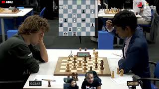 Thrilling final moments between Magnus Carlsen vs Praggnanandhaa  Tata Steel Masters 2023 [upl. by Roma]