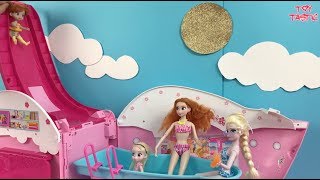 Frozen Dolls Elsa and Anna Pool Party Dress Up Shopping Barbie Morning Routine [upl. by Anat173]