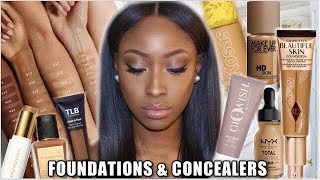 BEST FOUNDATIONS amp CONCEALERS FOR WOC OLIVE TO DARK SKIN OILY amp DRY SKIN DRUGSTORE amp HIGH END MAKEUP [upl. by Atoked847]