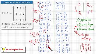 Inverse dune matrice 3x3 ♦ Méthode 2 ♦ Matrice augmentée AᏆ ♦ Pivot de Gauss ♦ Prépa MPSI PCSI [upl. by Eisteb]