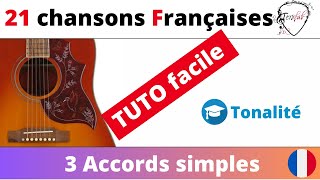 21 chansons françaises faciles 3 accords  Notion de tonalité Tuto guitare Terafab [upl. by Assenat]