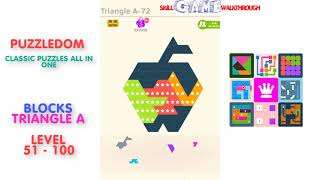 Puzzledom  Blocks Triangle A Level 51  100  Walkthrough [upl. by Adirf]