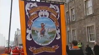 Michael Crick challenges Orangemen over No popery banner  Channel 4 News [upl. by Olegnaleahcim]