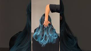 Blue hair highlighting 🟦 haircolor haircuttingstyle shortfeed [upl. by Blen]