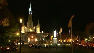 Mariale Procession aux flambeaux at the Sanctuaire de Lourdes  20 October 2024 [upl. by Leahicm295]